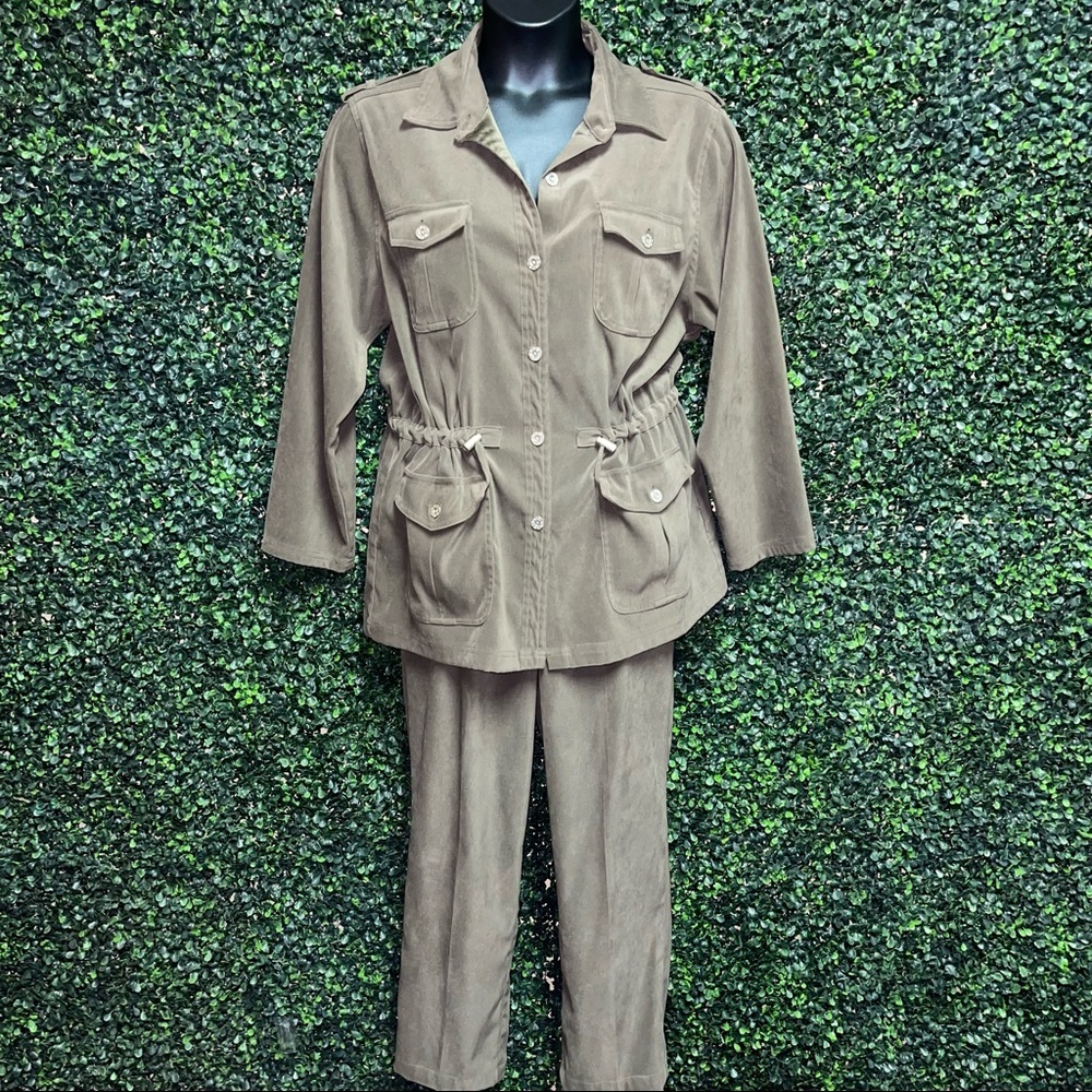 Vintage 90s Army Green Pant Jacket Set Suit size Large
